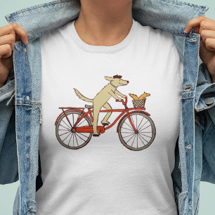 Radfahrenhunde-und Eichhörnchen-Spaß-Tierkunst T-Shirt