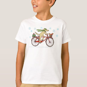 Radfahrenhunde-und Eichhörnchen-wunderlicher T-Shirt