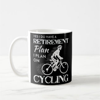RadfahrenRuhestandsplan-weißes Fahrrad beunruhigt Kaffeetasse