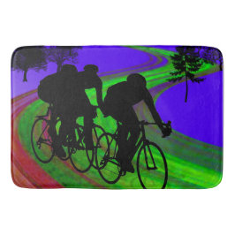 Radfahrentrio auf Band-Straße Badematte