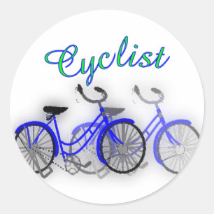 Radfahrer (1950 Fahrrad) Aquarell zeichnend Design Runder Aufkleber