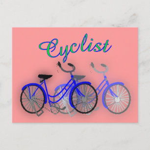 Radfahrer (1950 Fahrrad) Aquarellzeichnung Design Postkarte