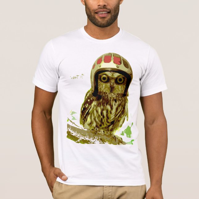 Radfahrer-Eule mit Helm T-Shirt (Vorderseite)