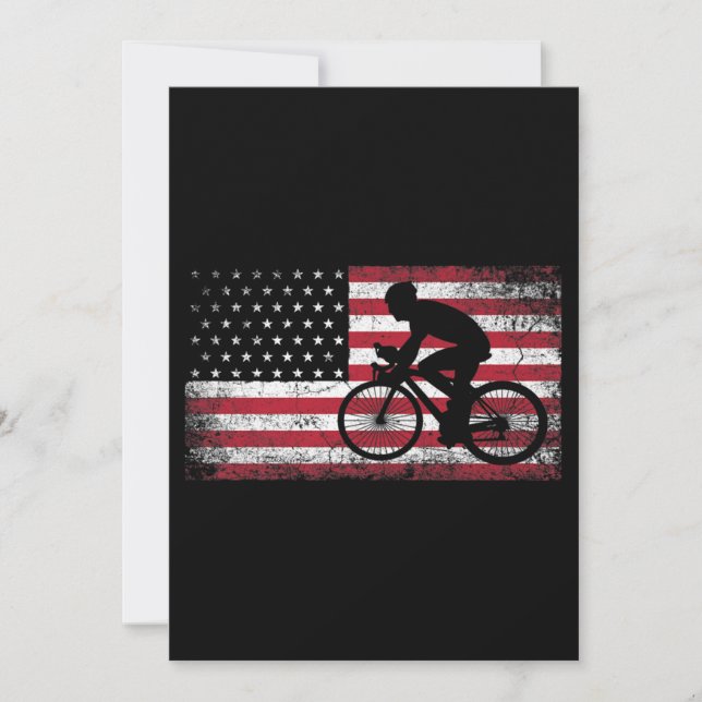Radfahrer Fahrradfahrer - Amerikanische Flagge am  Einladung (Vorderseite)