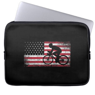 Radfahrer Fahrradfahrer - Amerikanische Flagge am Laptopschutzhülle