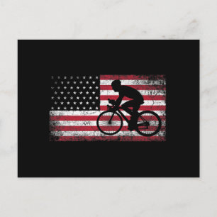 Radfahrer Fahrradfahrer - Amerikanische Flagge am Postkarte