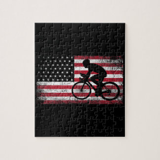 Radfahrer Fahrradfahrer - Amerikanische Flagge am  Puzzle