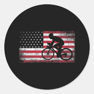 Radfahrer Fahrradfahrer - Amerikanische Flagge am  Runder Aufkleber