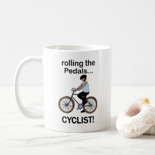 Radfahrer Fährt Fahrrad Fahrer Kaffeetasse