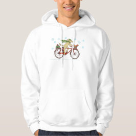 Radfahrer Hund und Eichhörnchen Whimsical Winterur Hoodie