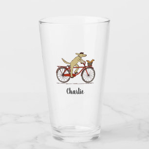 Radfahrer Hunde und Eichhörnchen Whimsical Animal Glas
