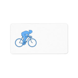 Radfahrer in einem Rennen. Blau Adressaufkleber