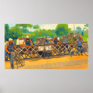 Radfahrer können nicht an Bahnübergängen warten To Poster