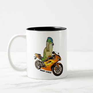 Radfahrer-Küken Zweifarbige Tasse