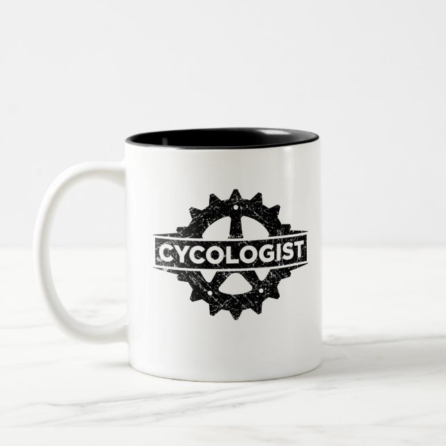 Radfahrer-lustiges Geschenk Zweifarbige Tasse (Links)