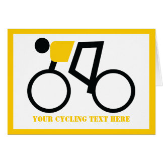 Radfahrer mit einer horizontalen Grußkarte