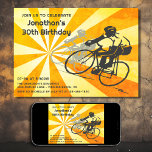 Radfahrer mit Retro Sunburst Bike Geburtstag Einladung<br><div class="desc">Das Retro Sunburst Bike Einladung zum Geburtstag, ein Muss für alle Fahrradfreunde! Mit diesem Vintag inspirierten Design, das den Geist des klassischen Fahrradfahrens einfängt, feiern Sie Ihren besonderen Tag im Stil. Das Sonnenburstmotiv fügt eine Touch Nostalgie hinzu, die sich perfekt für Fahrer eignet, die die zeitlose Schönheit des Sports schätzen....</div>