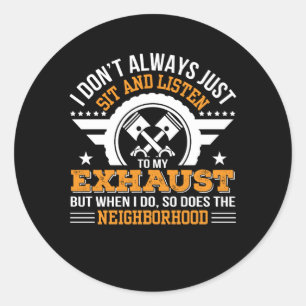 Radfahrer-Motorrad-Reiter hören nicht Auspuff Runder Aufkleber