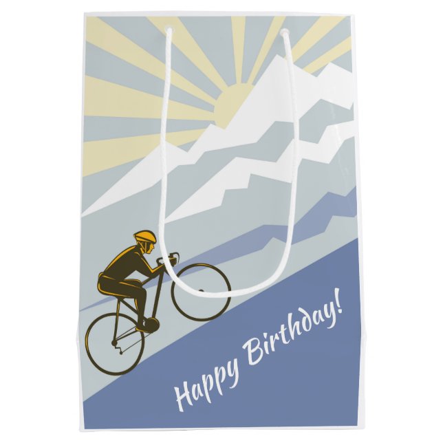 Radfahrer Mountainbike Mountainbike Geburtstag Mittlere Geschenktüte (Rückseite)