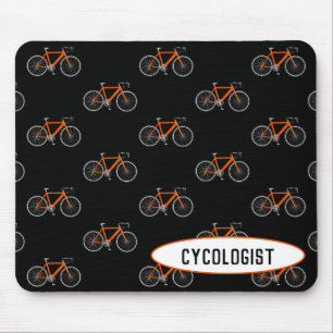 Radfahrer orange Fahrrad auf Schwarz Mousepad
