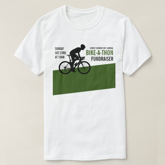 Radfahrer-Silhouette, Wohltätigkeit Bike-a-Thon-Ve T-Shirt (Design vorne)