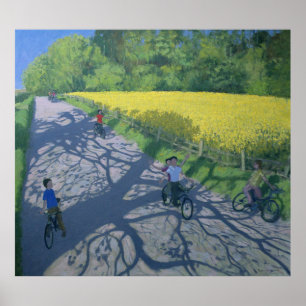 Radfahrer und Gelb-Feld Kedleston Derby Poster