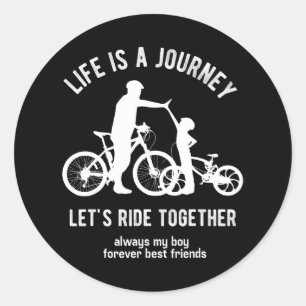 Radfahrer Vater und Son Bicycle Reitpater und Jung Runder Aufkleber