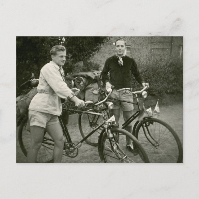 Radfahrer Vintages Foto Postkarte (Vorderseite)