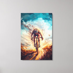 Radfahrer von vorne - Dynamische Sportkunst Radfah Leinwanddruck