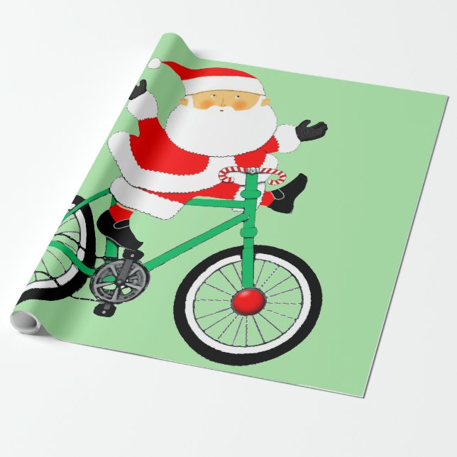 Radfahrer Weihnachts-Bike Geschenkpapier (Ungerollt)