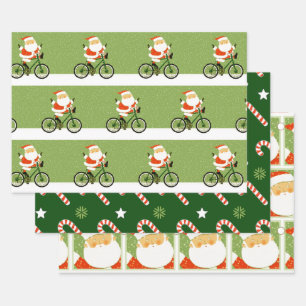 Radfahrer Weihnachts-Biking-Urlaubspensum Geschenkpapier Set