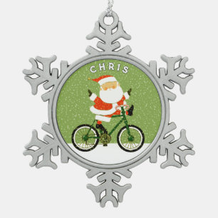 Radfahrer - Weihnachtskollektiv Schneeflocken Zinn-Ornament