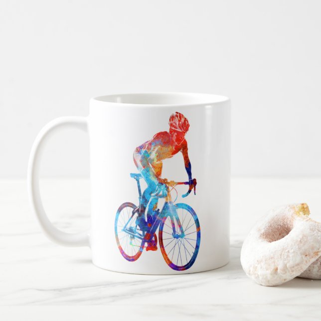 Radfahrrad Wasserfarbenmalerei Kaffeetasse (Mit Donut)