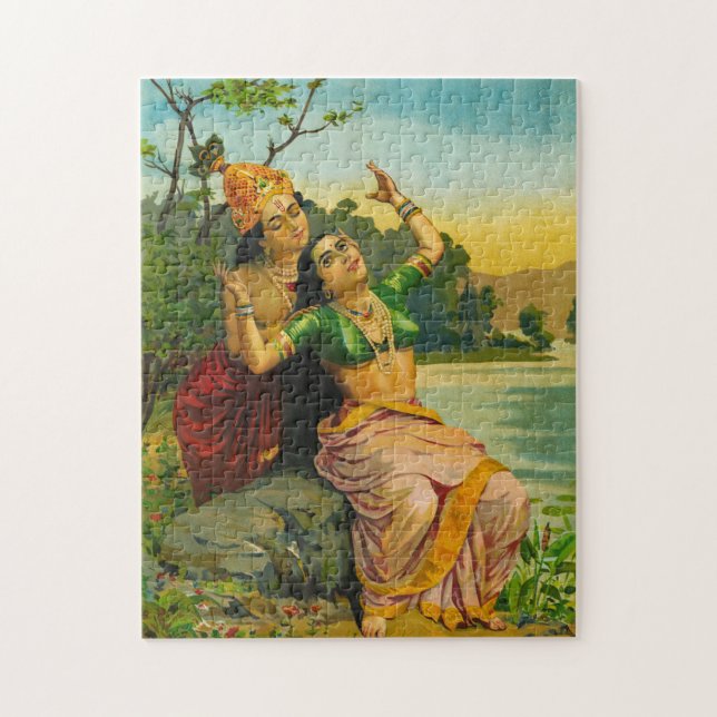 Radha Bilas von Raja Ravi Varma Puzzle (Vertikal)