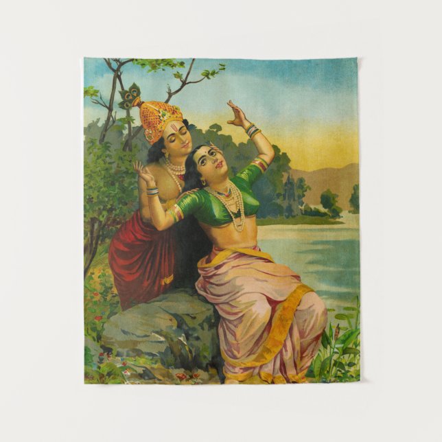 Radha Bilas von Raja Ravi Varma Wandteppich (Vorderseite)