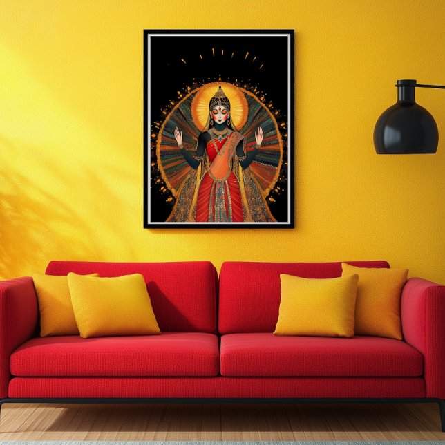 Radha Goddess of Liebe & Mitgefühl Black Red Gold Poster (Von Creator hochgeladen)