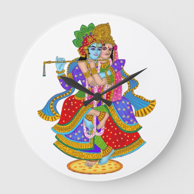 Radha Krishna Clock Große Wanduhr (Vorderseite)