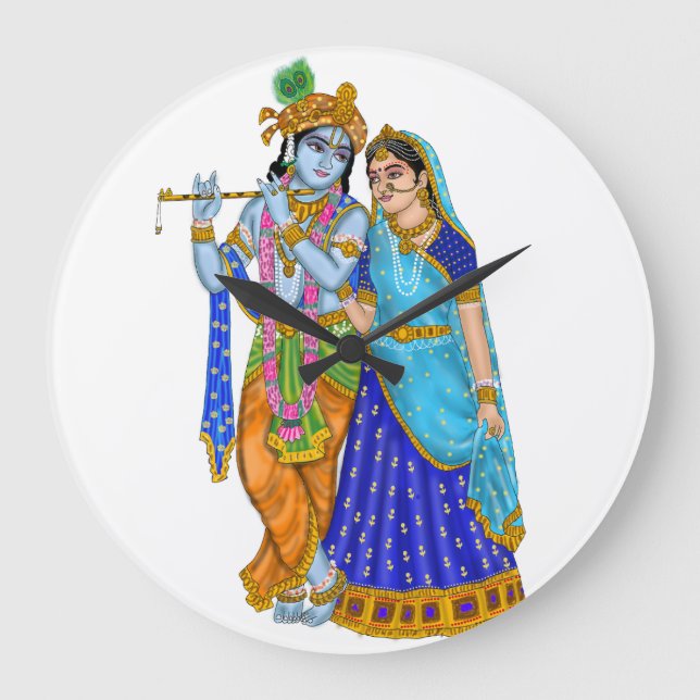 Radha Krishna Clock Große Wanduhr (Vorderseite)