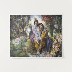 Radha Krishna Divine Couple Tapestry Wandteppich