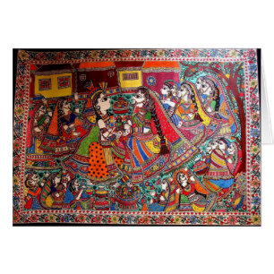 RADHA KRISHNA HINDISCHE KUNST-ART GOTT-MADHUBANI