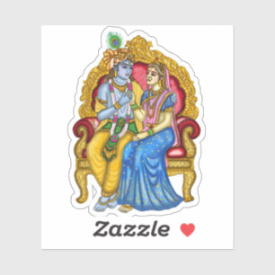 Radha Krishna Knopf Aufkleber