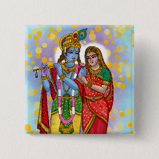 Radha Krishna Knopf Button