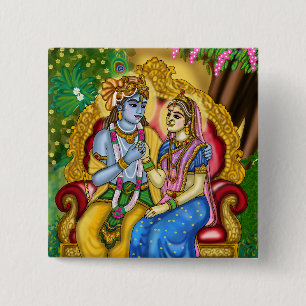 Radha Krishna Knopf Button