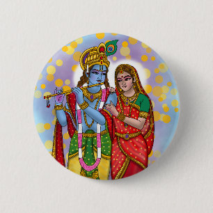 Radha Krishna Knopf Button