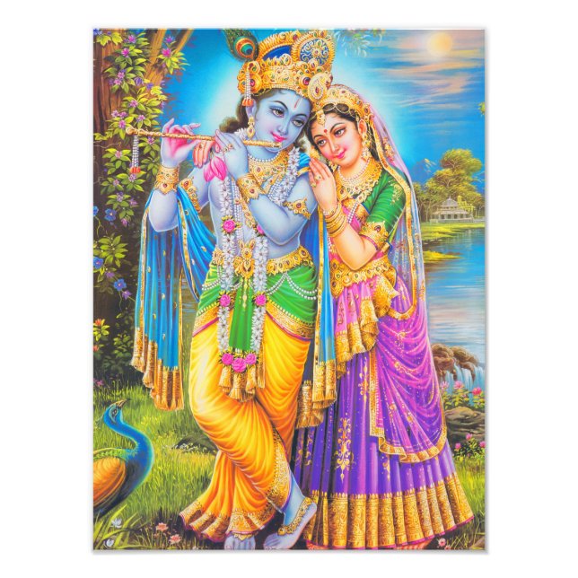 Radha Krishna Painting Hindu Gott Fotodruck (Vorne)