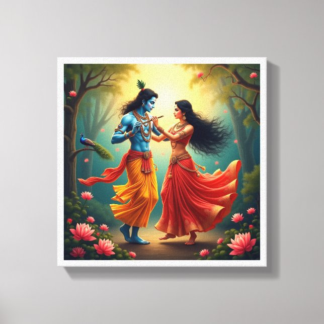 Radha Krishna Spiritual Paintings 🌺🎶. Leinwanddruck (Vorderseite)