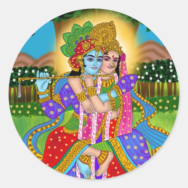 Radha Krishna Sticker (Vorderseite)