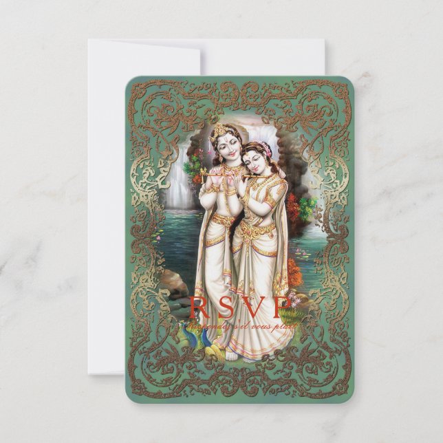 Radha Krishna Wedding Collection - UAWG Reply Card RSVP Karte (Vorderseite)