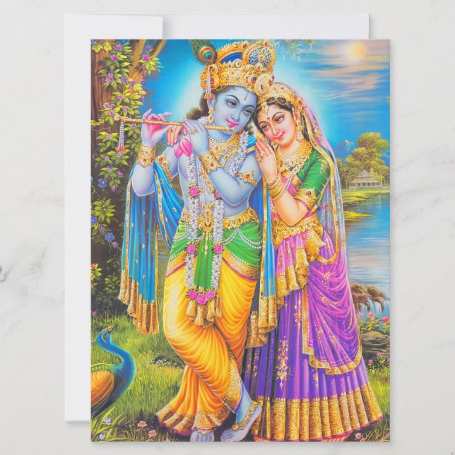 Radha Krishna with Flute Hare Krishna Karte (Vorderseite)