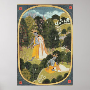Radha und Krishna, die in eine Waldung gehen Poster